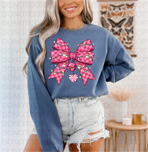 Pink Christmas Bow DTF or Sublimation Transfer
