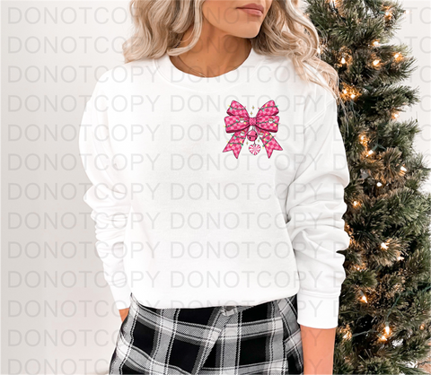 Pink Christmas Bow DTF or Sublimation Transfer