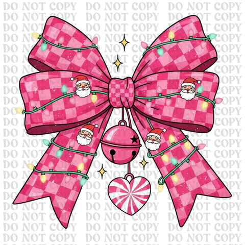 Pink Christmas Bow DTF or Sublimation Transfer