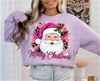 Pink Leopard Santa DTF or Sublimation Transfer