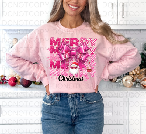 Pink Merry Christmas DTF or Sublimation Transfer