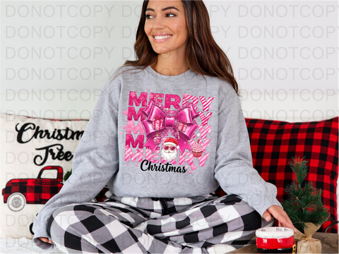 Pink Merry Christmas DTF or Sublimation Transfer