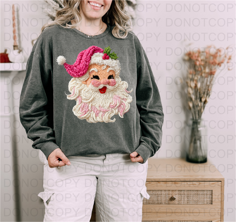 Pink Santa Yarn DTF or Sublimation Transfer