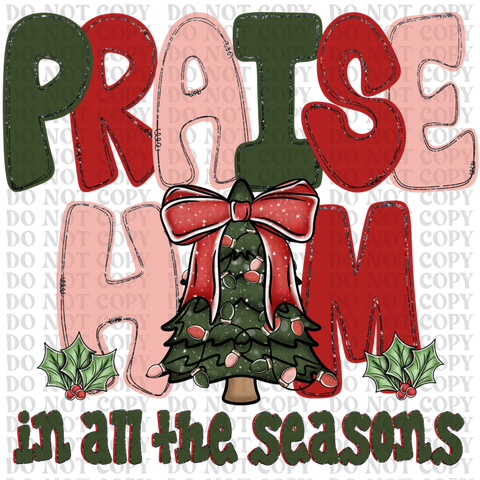 Praise Him Christmas DTF or Sublimation Transfer