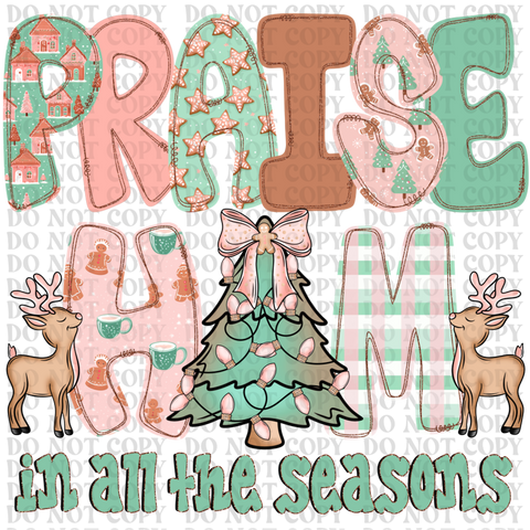 Praise Him Christmas DTF or Sublimation Transfer