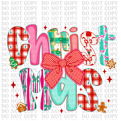 Preppy Lace Christmas DTF or Sublimation Transfer