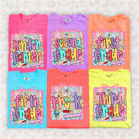 Preppy School Grades Bundle DTF or Sublimation Transfer