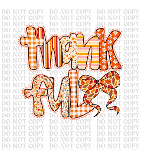 Preppy Thankful DTF or Sublimation Transfer