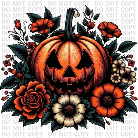 Ghost With Floral Pumpkin DTF or Sublimation Transfer
