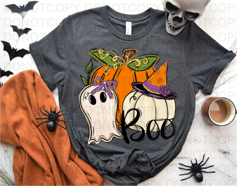 Pumpkin Ghost Boo DTF or Sublimation Transfer