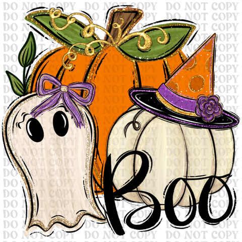 Pumpkin Ghost Boo DTF or Sublimation Transfer