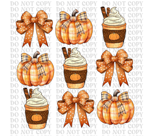 Pumpkin Spice Bow Set DTF or Sublimation Transfer