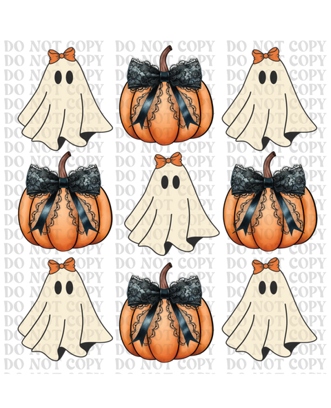 Pumpkin Ghost Bows DTF or Sublimation Transfer