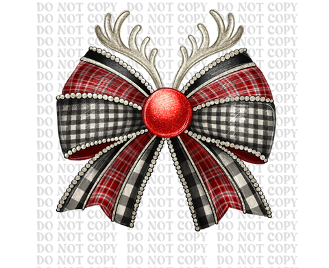 Reindeer Bow DTF or Sublimation Transfer