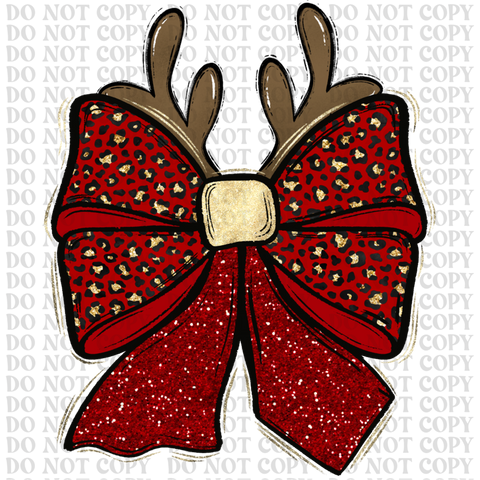Christmas Reindeer Bow DTF or Sublimation Transfer