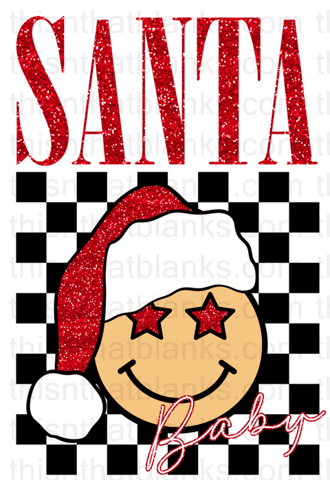 Santa Baby Faux Glitter Sublimation or DTF Transfer