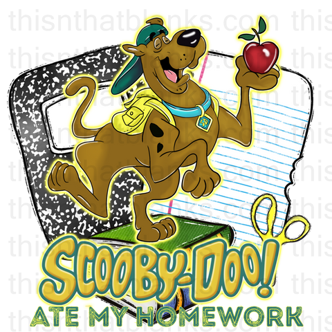 Scooby Doo Ate My Homework Sublimation Or DTF Transfer