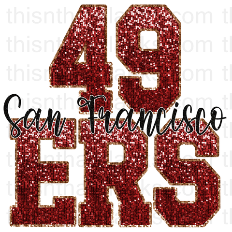 San Fransisco 49'ers Sequin Sublimation or DTF Transfer