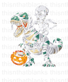 Skeleton Riding Dinosaur Sublimation or DTF Transfer