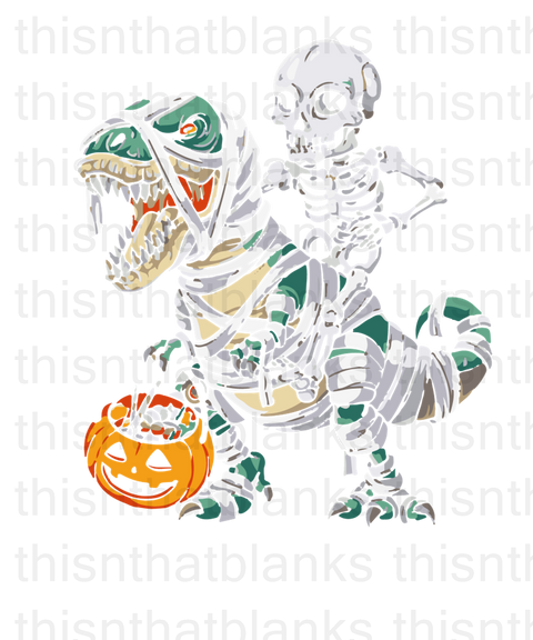 Skeleton Riding Dinosaur Sublimation or DTF Transfer