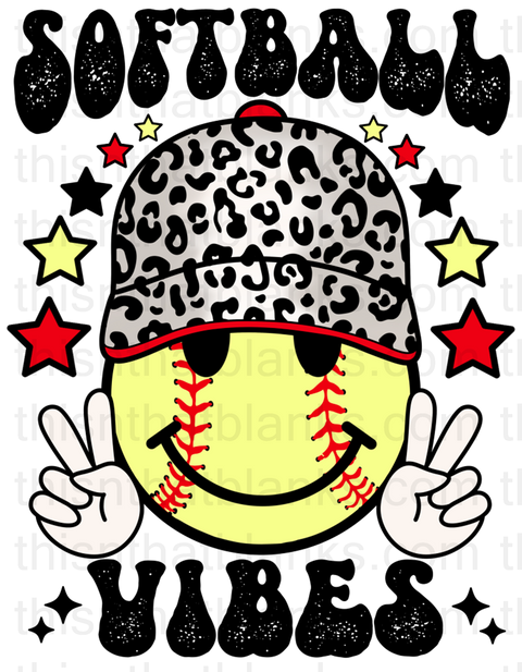 Softball Vibes Hat Sublimation Or DTF Transfer