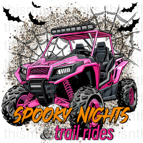 Spooky Nights And Trail Rides (Pink) Sublimation or DTF Transfer