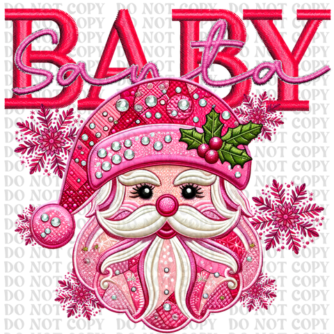 Pink Santa Baby DTF or Sublimation Transfer