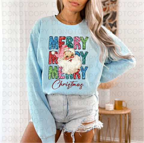 Santa Sequin DTF or Sublimation Transfer