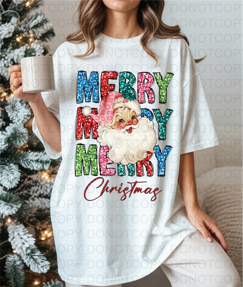 Santa Sequin DTF or Sublimation Transfer