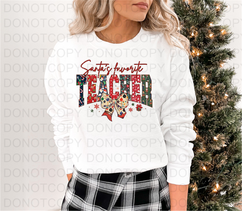 Santas Favorite Teacher DTF or Sublimation Transfer