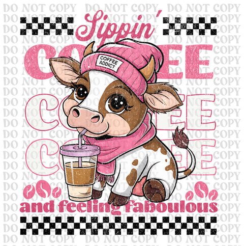 Sipping Coffee Animals DTF or Sublimation Transfer