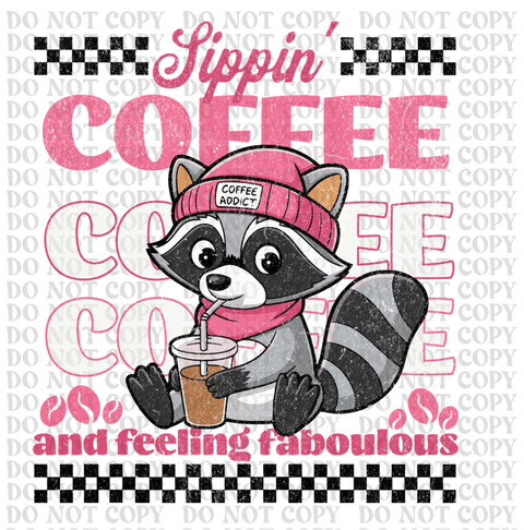 Sipping Coffee Animals DTF or Sublimation Transfer