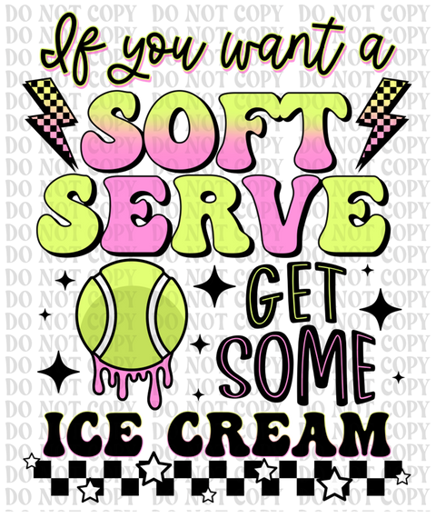 Soft Serve Tennis DTF or Sublimation Transfer