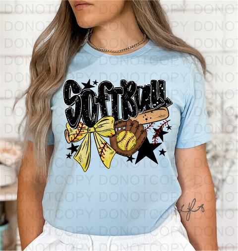 Softball Baseball Bow DTF or Sublimation Transfer