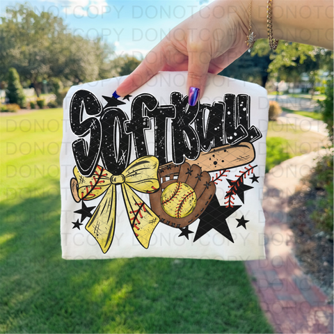 Softball Baseball Bow DTF or Sublimation Transfer