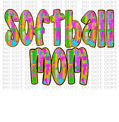 Neon Softball Mom DTF or Sublimation Transfer