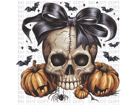 Spooky Skull Coquette Bow DTF or Sublimation Transfer