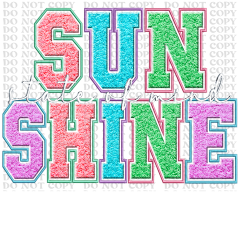 Sunshine State Of Mind Faux Embroidery DTF or Sublimation Transfer