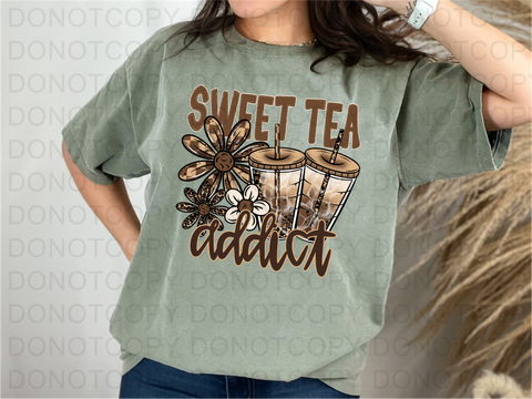 Sweet Tea Addict DTF or Sublimation Transfer