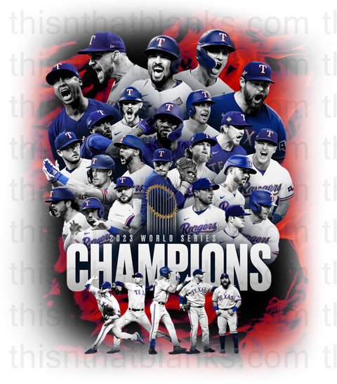 Texas Rangers World Series Champions Sublimation Or DTF Transfer