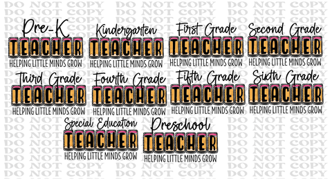 Teacher Pencil Bundle DTF or Sublimation Transfer