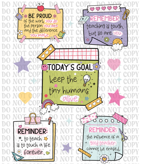 Teacher Sticky Notes DTF or Sublimation Transfer