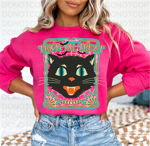 Trick Or Treat Cat DTF or Sublimation Transfer