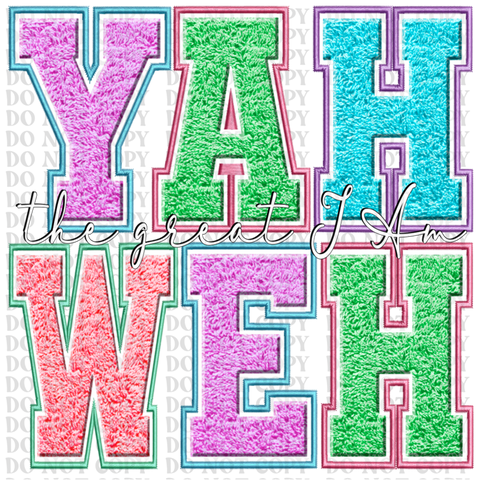 Embroidery Yahweh DTF or Sublimation Transfer