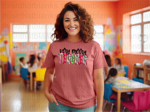 Very Merry Teacher DTF or Sublimation Transfer