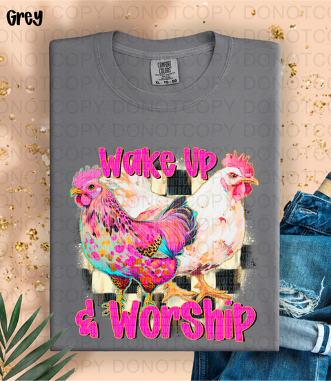 Wake Up And Worship DTF or Sublimation Transfer