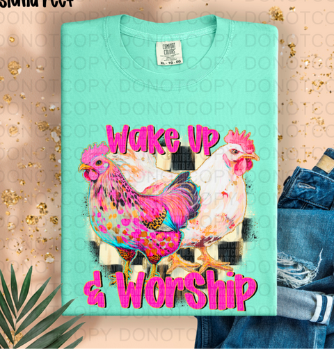 Wake Up And Worship DTF or Sublimation Transfer