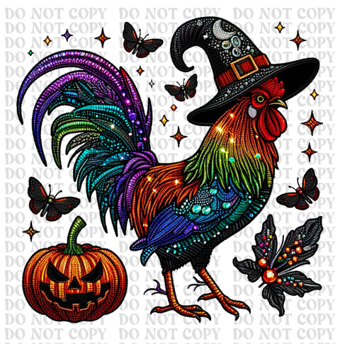 Witchy Rooster DTF or Sublimation Transfer