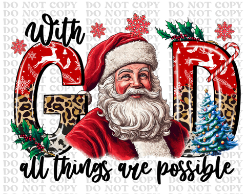With God Santa DTF or Sublimation Transfer