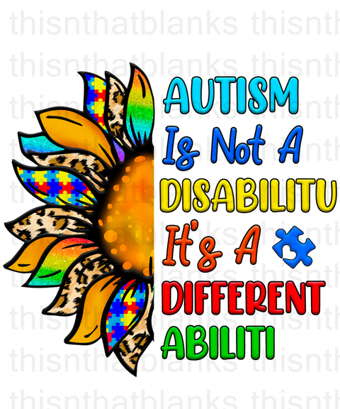 Autism Sunflower Sublimation or DTF Transfer